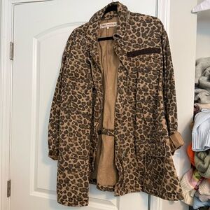 Free People Brown Leopard Utility Jacket